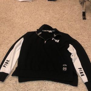 PINK black and white quarter zip